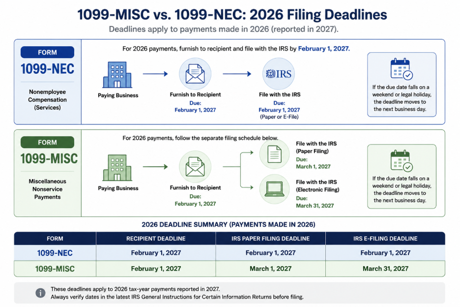 1099-MISC vs. 1099-NEC - Filing Deadline