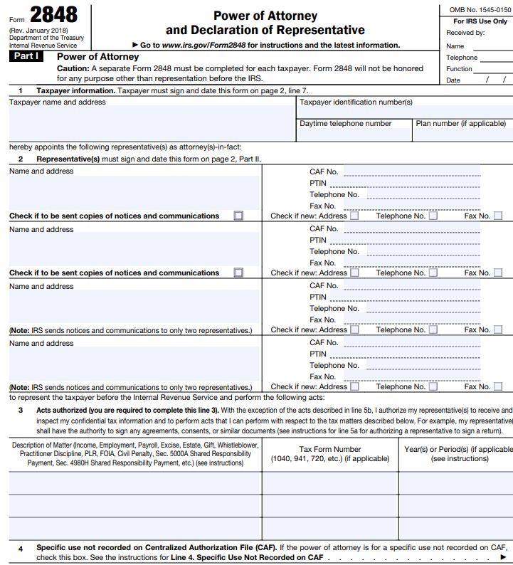 Purpose of IRS Form 2848- How to fill & Instructions | Accounts Confidant