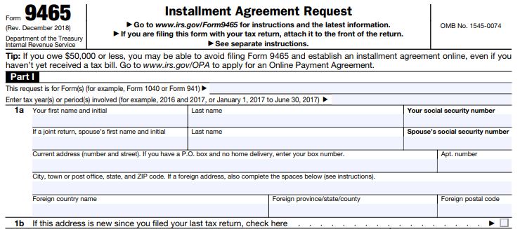 IRS Form 9465