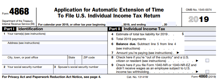 IRS Form 4868