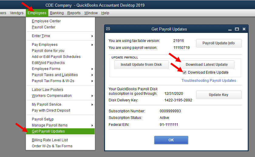 Download Entire Payroll Update QuickBooks Desktop