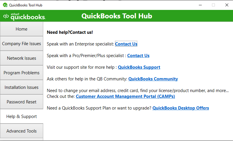 Help & Support in Tool Hub