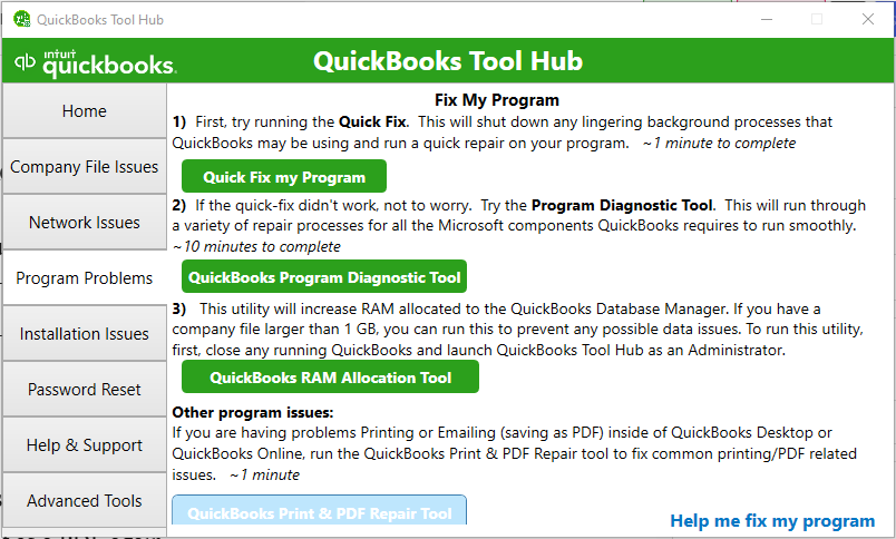 QuickBooks Print & PDF Repair Tool