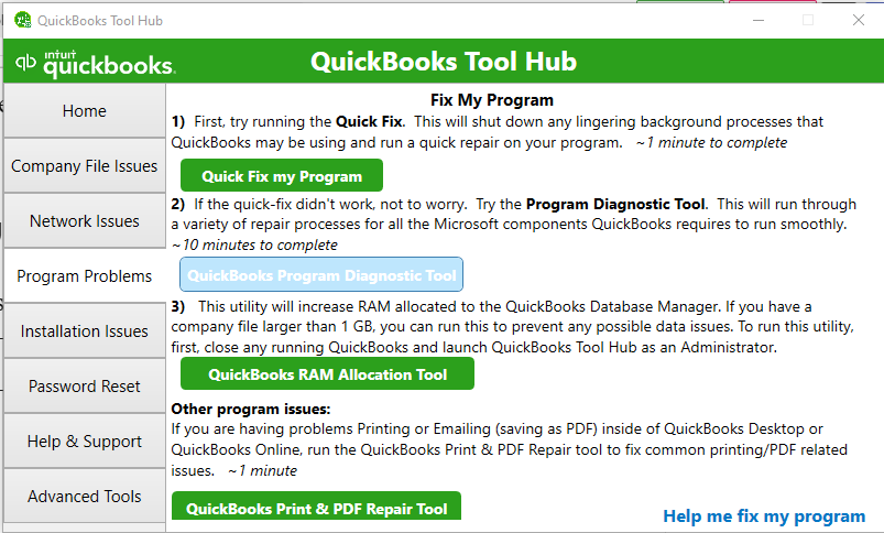 QuickBooks Program Diagnostic Tool