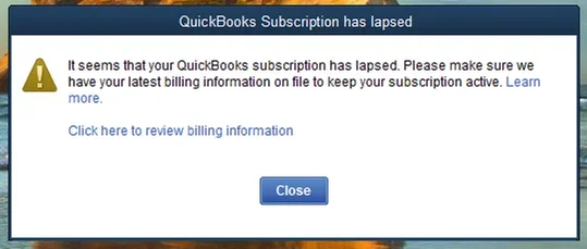 QuickBooks Subscription Expired
