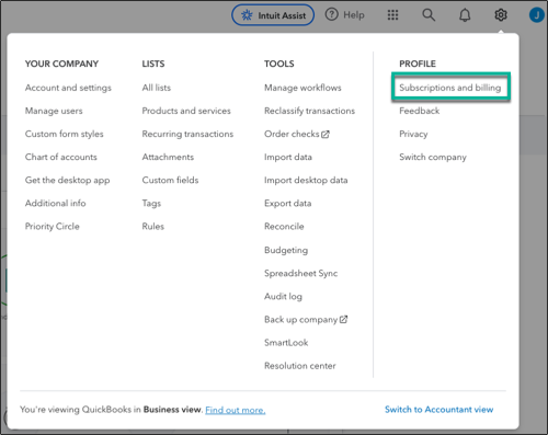 Subscriptions and Billing in QuickBooks