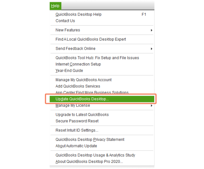 Choose Update QuickBooks Desktop