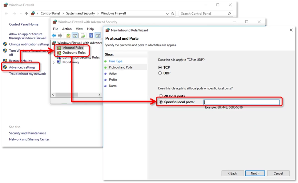 Create new&nbsp;Inbound&nbsp;and&nbsp;Outbound&nbsp;rules for QuickBooks