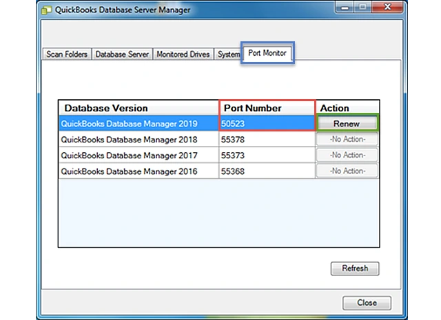 QuickBooks Database Server Manager - Port Monitor