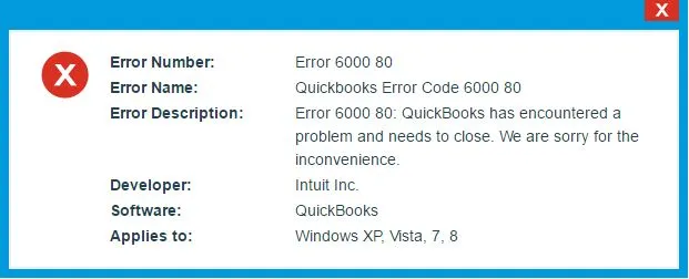 QuickBooks Error 6000 80
