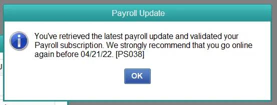 QuickBooks Payroll Error PS038