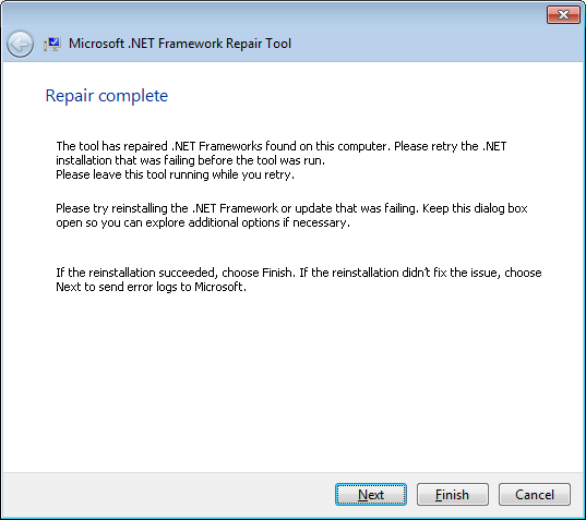 Repair Microsoft .NET Framework