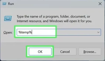 Temp in run Windows