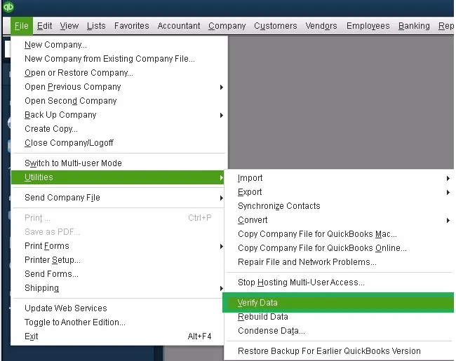 Verify Data in QuickBooks