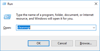Windows + R, type cleanmgr