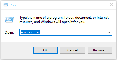 Windows + R, type services msc
