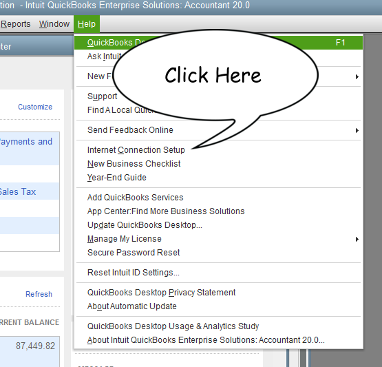 Internet Connection Setup In QuickBooks