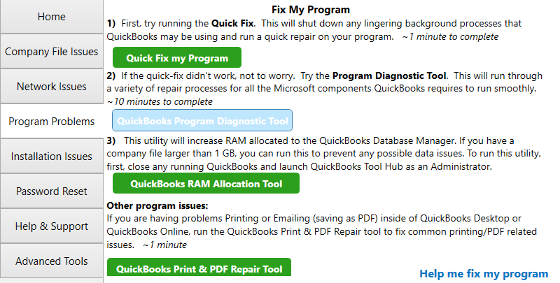 QuickBooks Program Diagnostic Tool