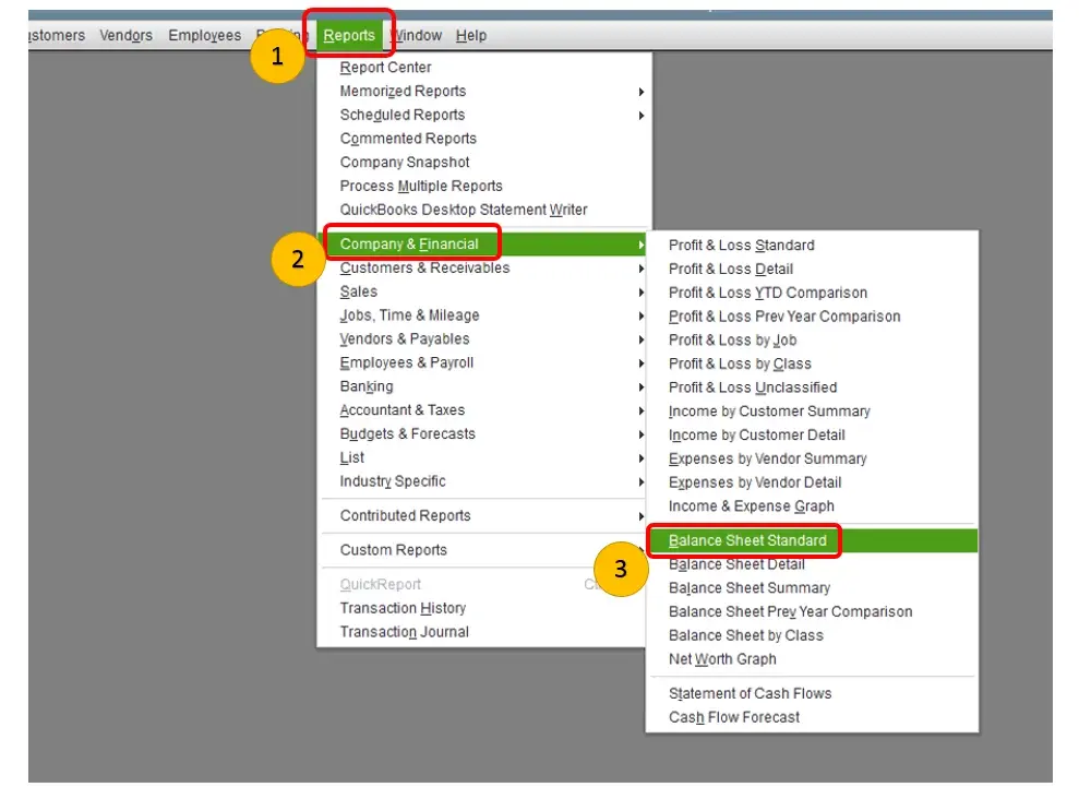 Balance Sheet Standard In QuickBooks Desktop