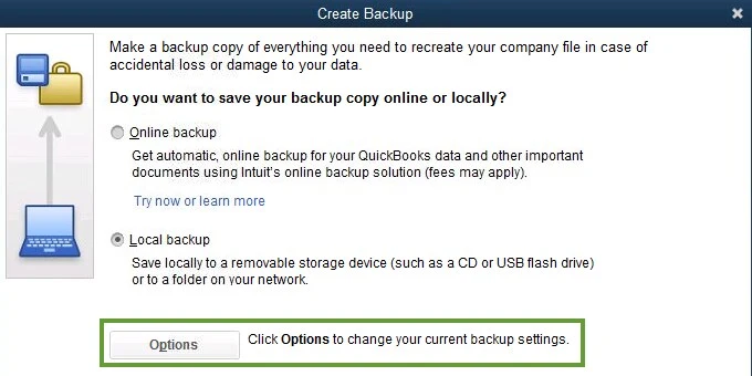 Change backup preferences in QuickBooks