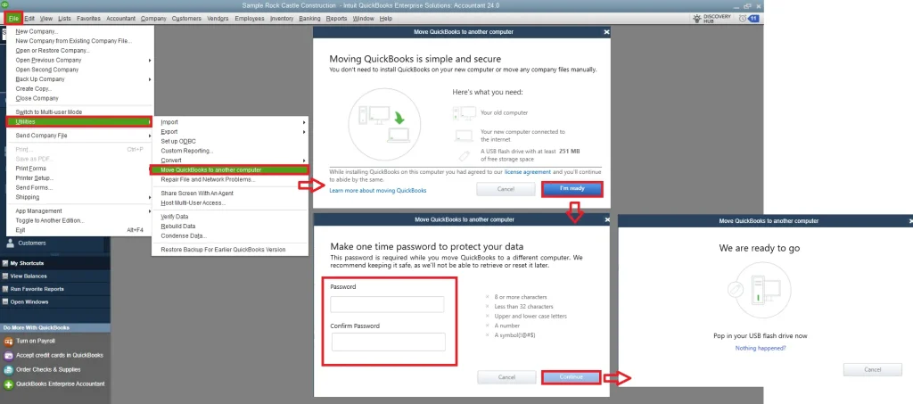 File - Utilities - Move QuickBooks to another computer