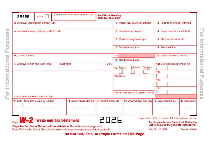 Form W-2 2026