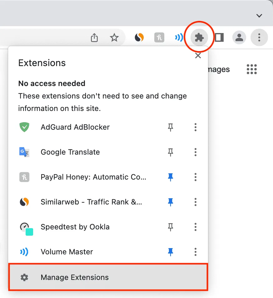 Manage Extensions
