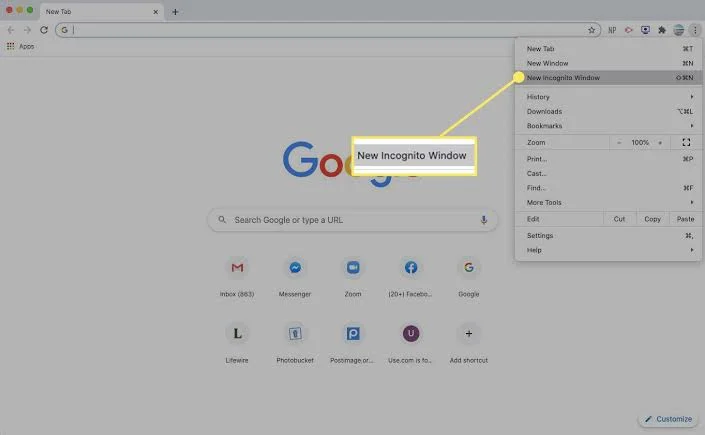 Open a private or Incognito window