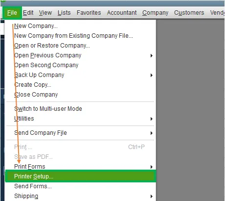 Printer setup in QuickBooks