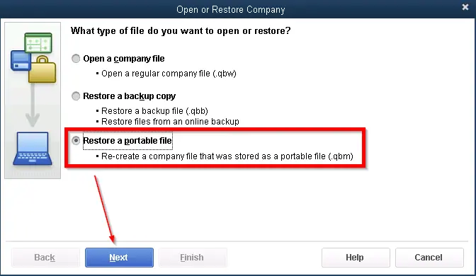 Restore a portable file